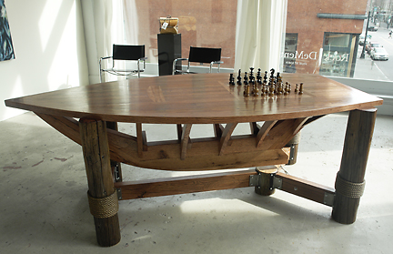 Hand built table from reclaimed oak. Custom Milled at Skyline Custom Log